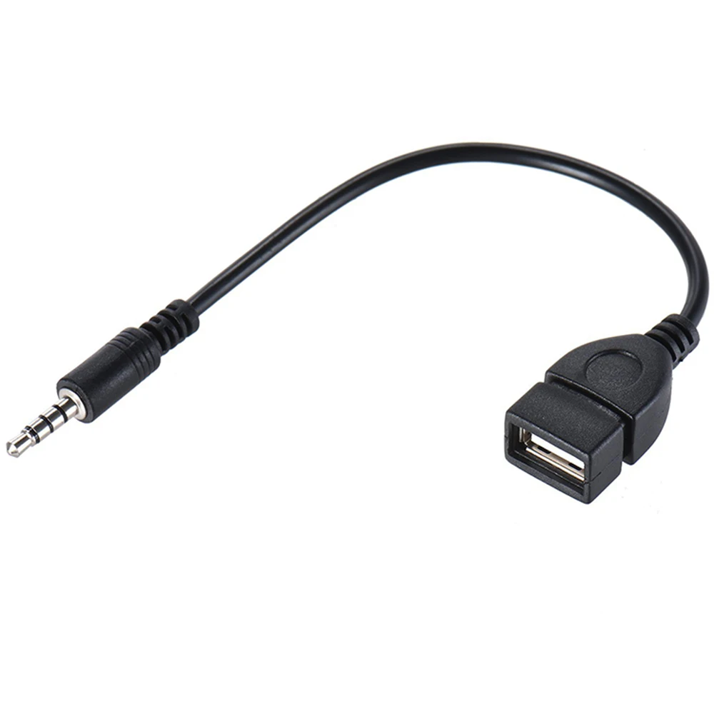 3.5mm Male AUX Audio Plug Jack To USB 2.0 Female Converter Cable Cord Adapter