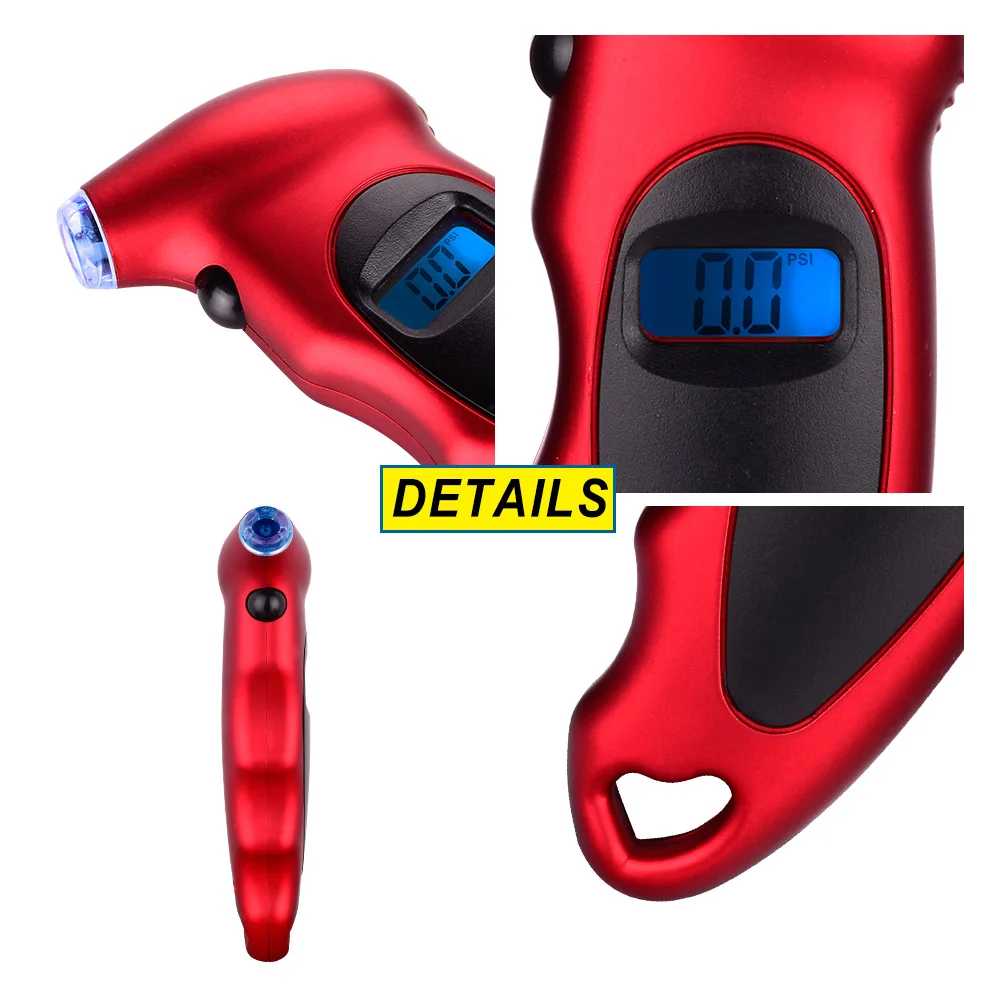 Digital Tire Gauges for Car Truck Bicycle with Backlit LCD and Non-slip Grip Tyre Pressure Gauge 150 PSI 4 Settings Car Tool ABS