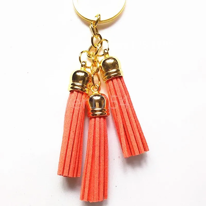 2016 New Arrival Leather Design Superfine Fiber 3 Tassel Keychains