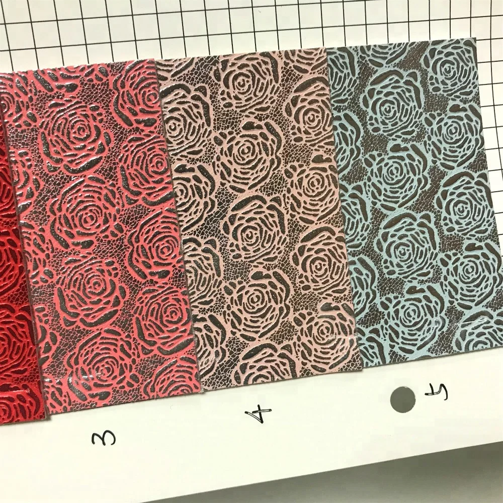 2018 printed synthetic leather with embossed flower pu leather