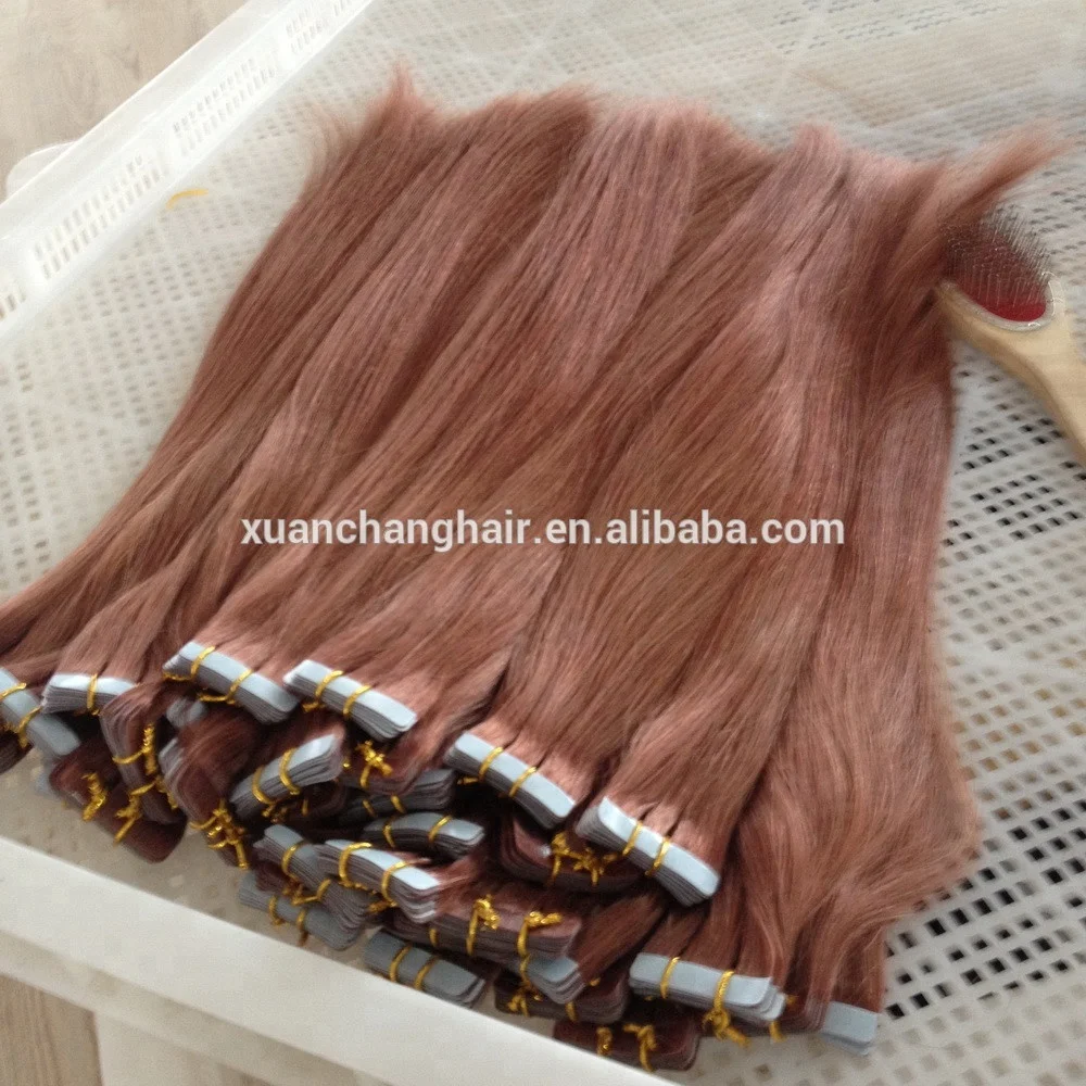 Wholesale human hair extension double drawn 100% remy human natural hair color tape hair extension