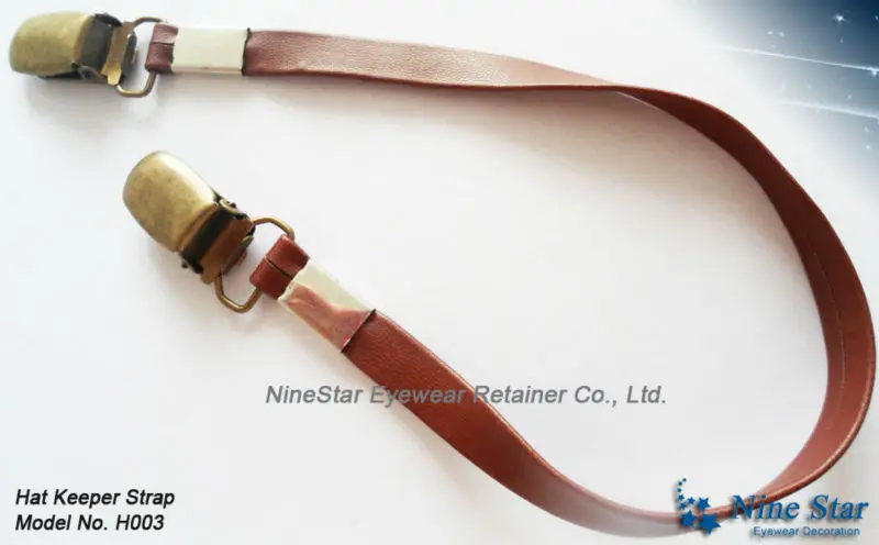 LEATHER HAT STRAP RETAINER Cord String flat leather clip cap