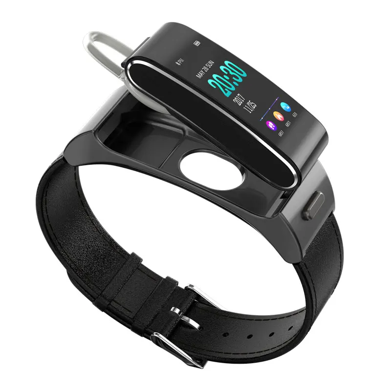 
2 in 1 Sport Hand-free Wireless Earphone Activity Fitness Tracker Smartwatch HR BP Monitor Smart Bracelet 