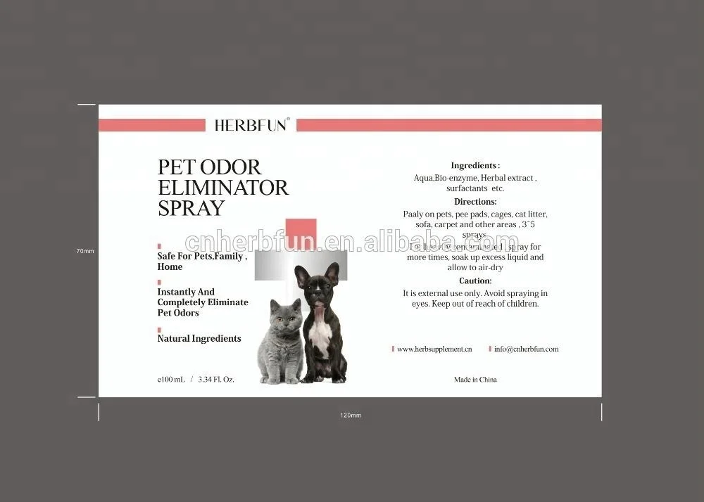 Private Label Eco Pet Urine Deodorizer Spray for Dogs and Cats
