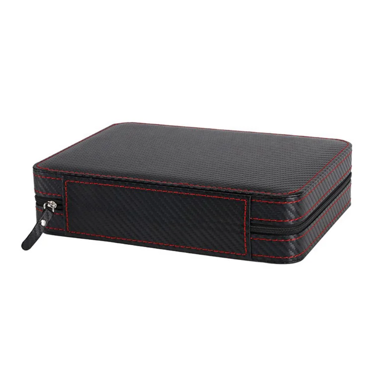 PU Leather 8 Slot MDF Fiber Portable Business Men Organizer Bag Custom Watch Box