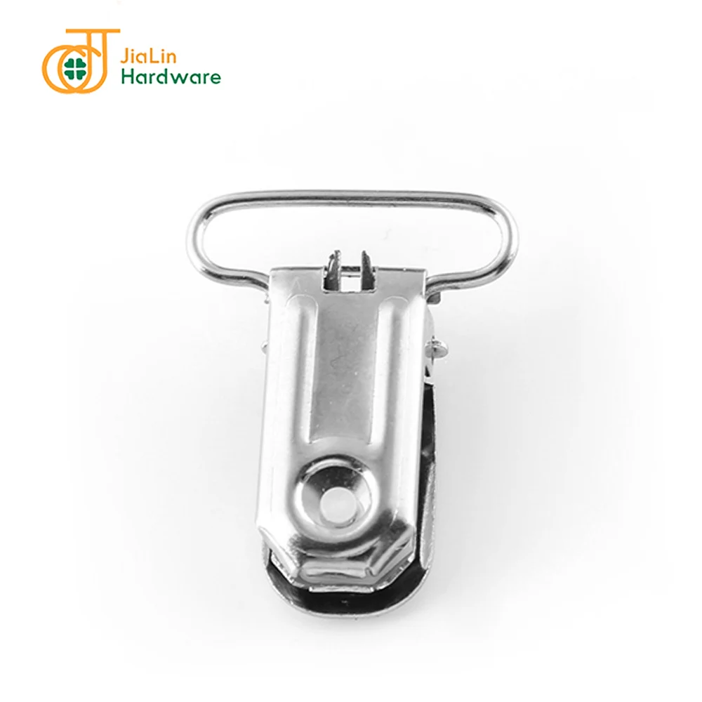 Nickel free Lead free factory wholesale pacifier clips 1 inch 25mm metal suspender clips with custom logo