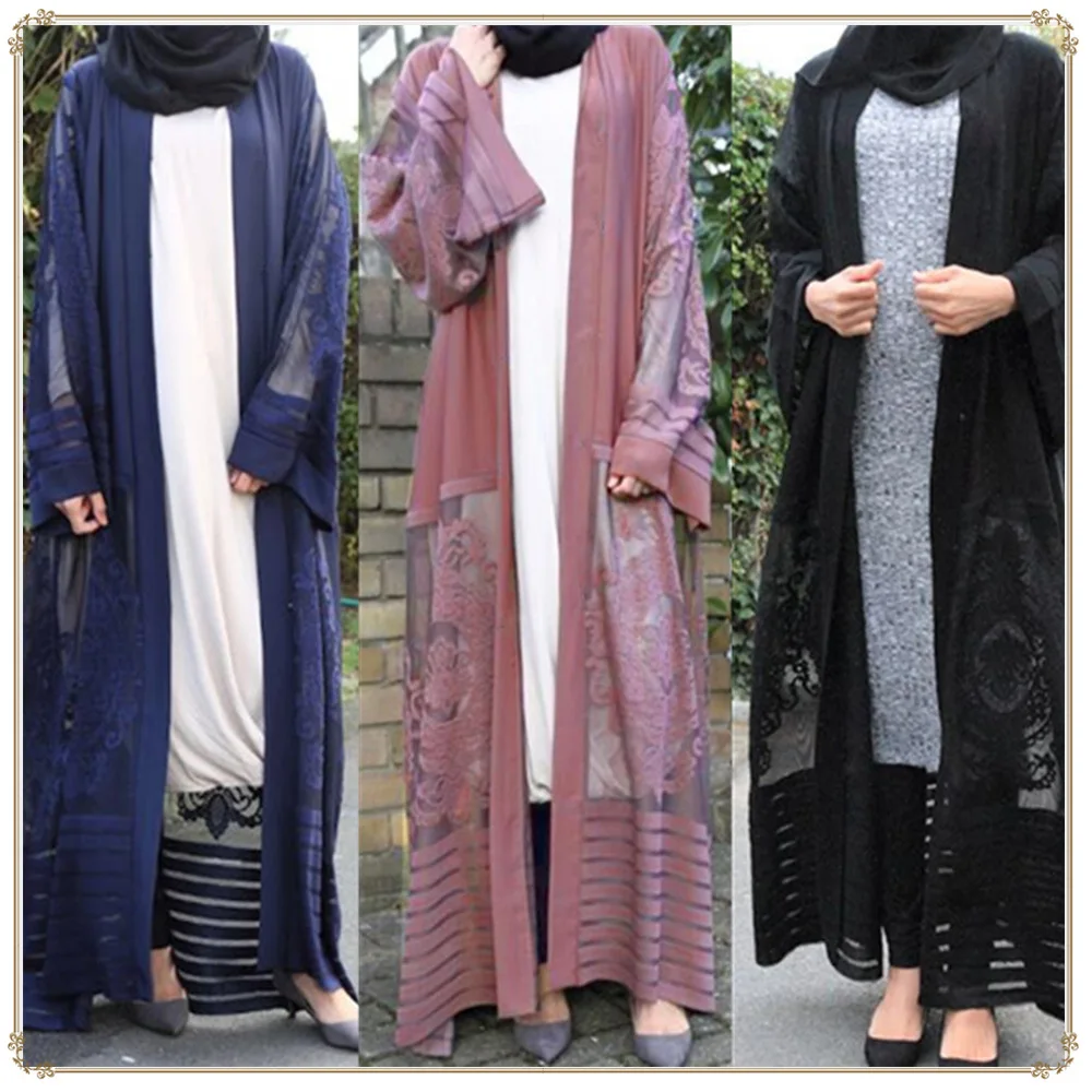 
Muslim Kimono Hijab Front Open Abaya Sexy Arab Turkey Women Clothes Islamic Cardigans Women Pakistan Clothing Qatar Uae 