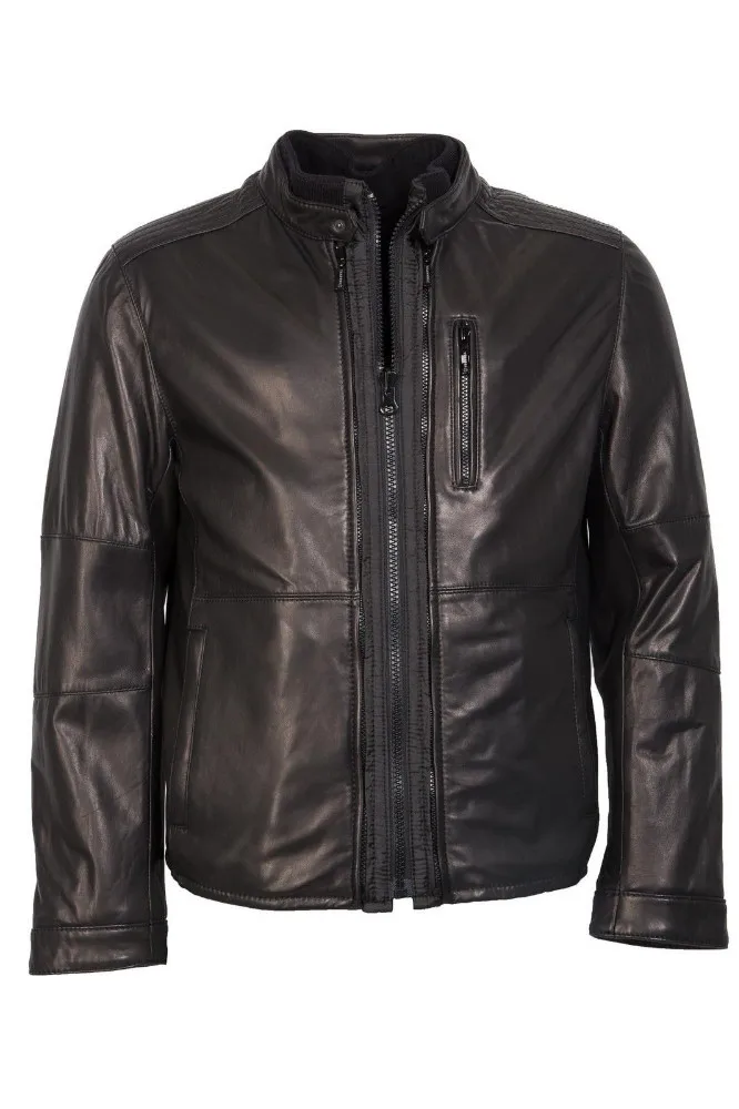 Кожаная мужская куртка из натуральной овечьей кожи Nappa зимняя новая черная