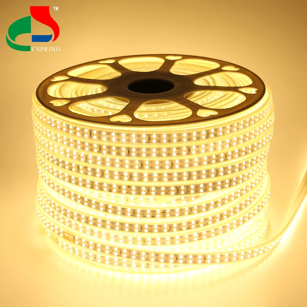 AC220v Blue Green Warm white Double rows SMD2835 12W/M led strip light for outdoor