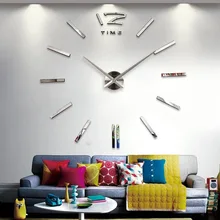 2016new arrival 3d big size home decor quartz diy wall clock living room metal Acrylic mirror oversize wall clocks free shipping