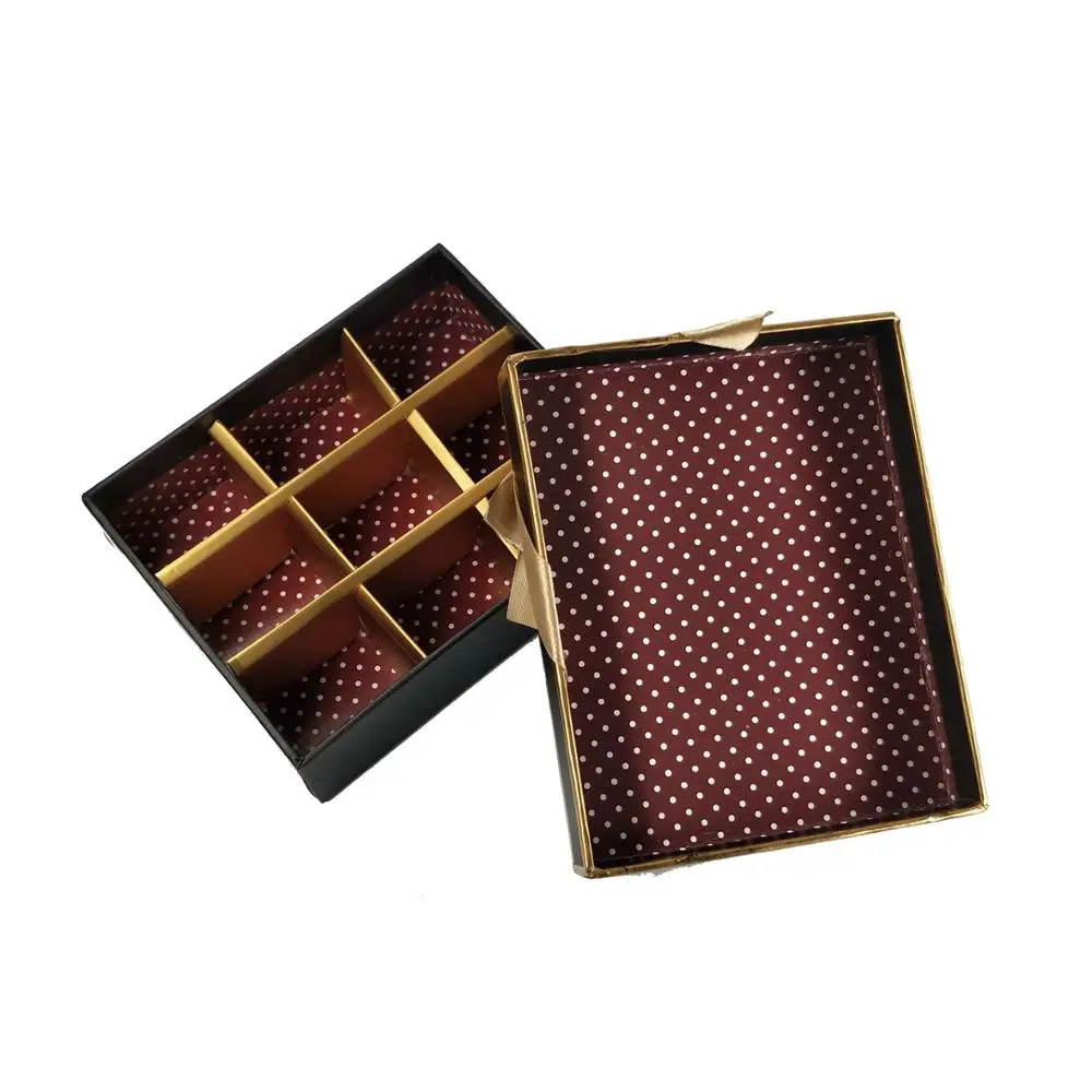
paper chocolate presentation box with divider insert and recyclable material 