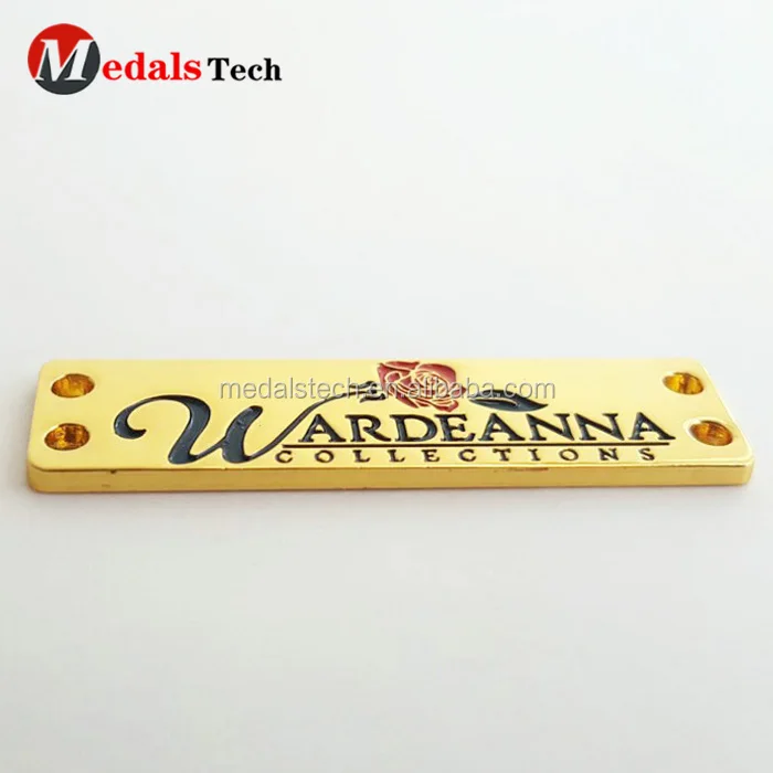 Оптовая продажа, пользовательский модный дизайн, брендовая Выгравированная металлическая этикетка с логотипом для сумок