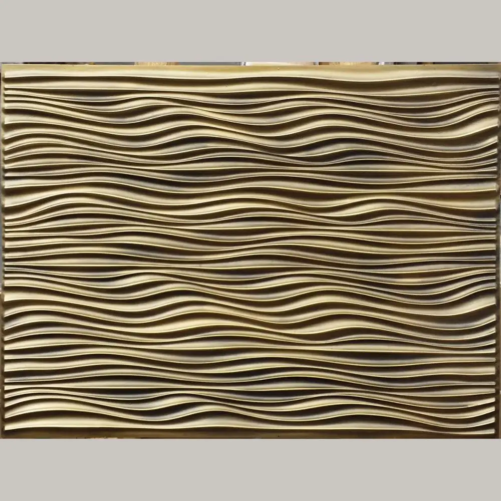 PLB-wave Faux tin classic style ancientry ceiling tiles antique brass embossed store  club decor wall panels
