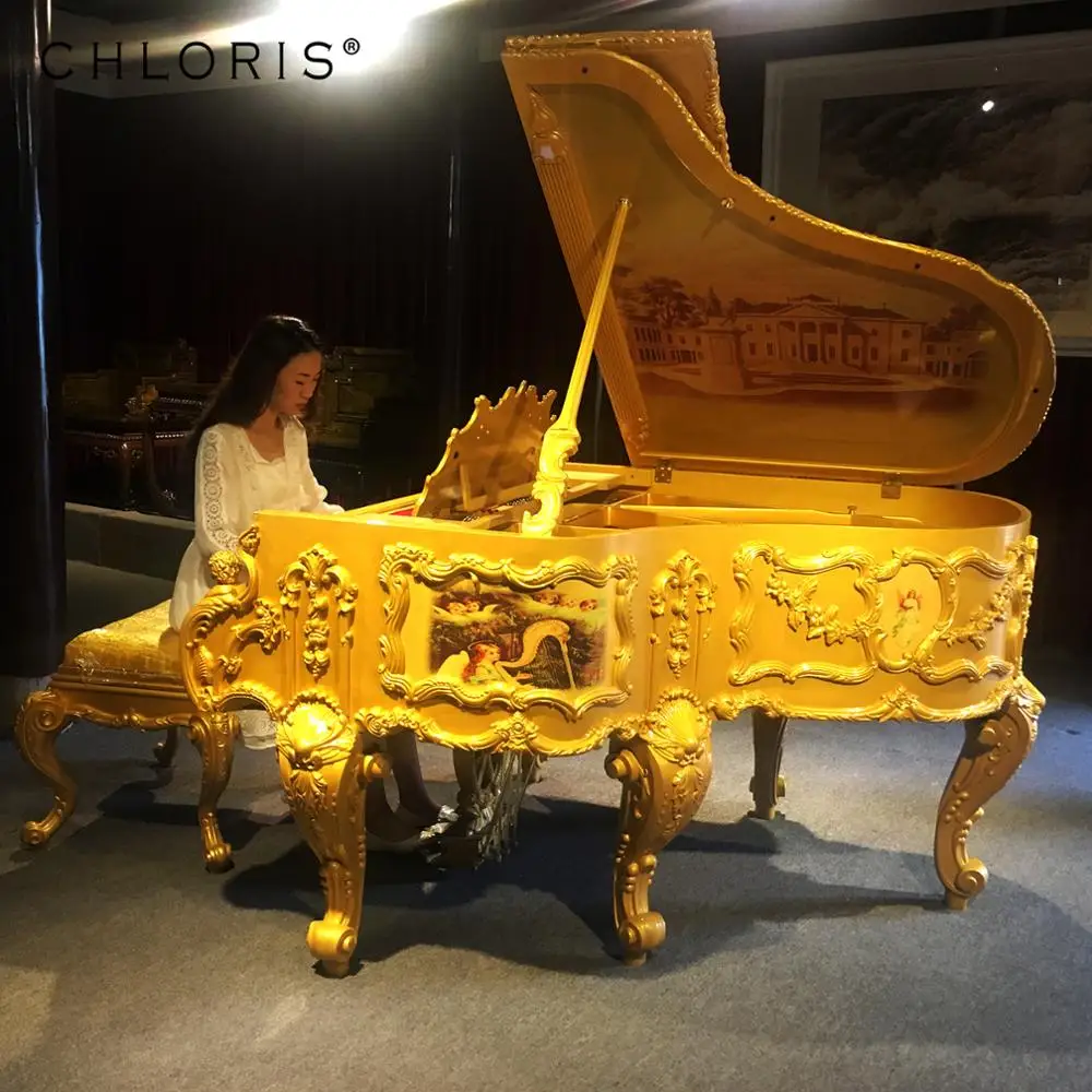 88 Keys piano 168 Luxury Home Furniture Custom Bespoke Gold Piano Grand for Sale Hg-G6
