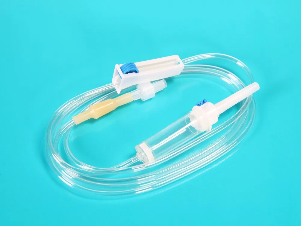 System for solution transfusion set, infusion set with needle