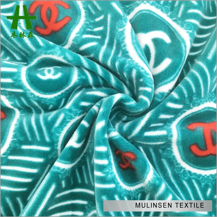 
Mulinsen Textile Good Quality Brand Logo Print Super Soft Fleece Fabric 