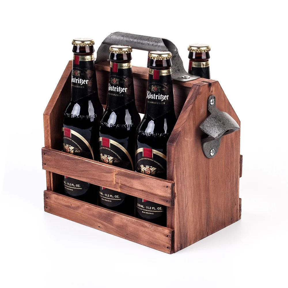 Подарок на день отца 6 шт Высокое качество бутылка пива caddy носителей деревянный