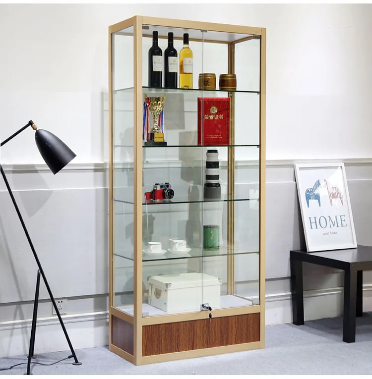 Hot sale Tempered Glass wooden Jewelry Display Showcase/portable jewelry display showcase