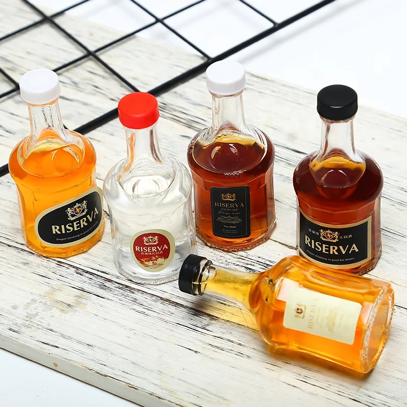 
50ml Mini Glass Liquor Bottle With Safe Plastic Lid on Bachelor Night Party 