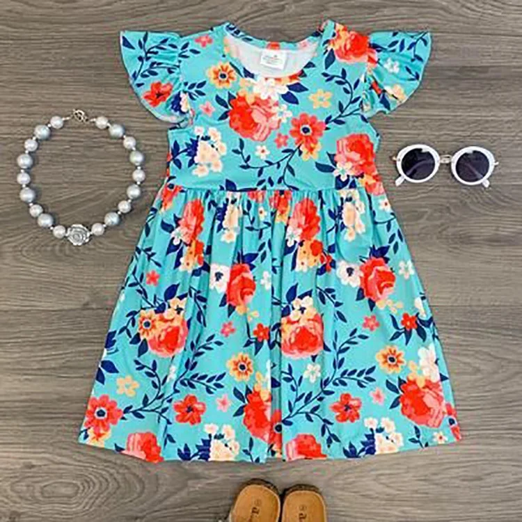 Wholesale girls clothes kids beautiful Aria Floral Dress baby girl dress new style