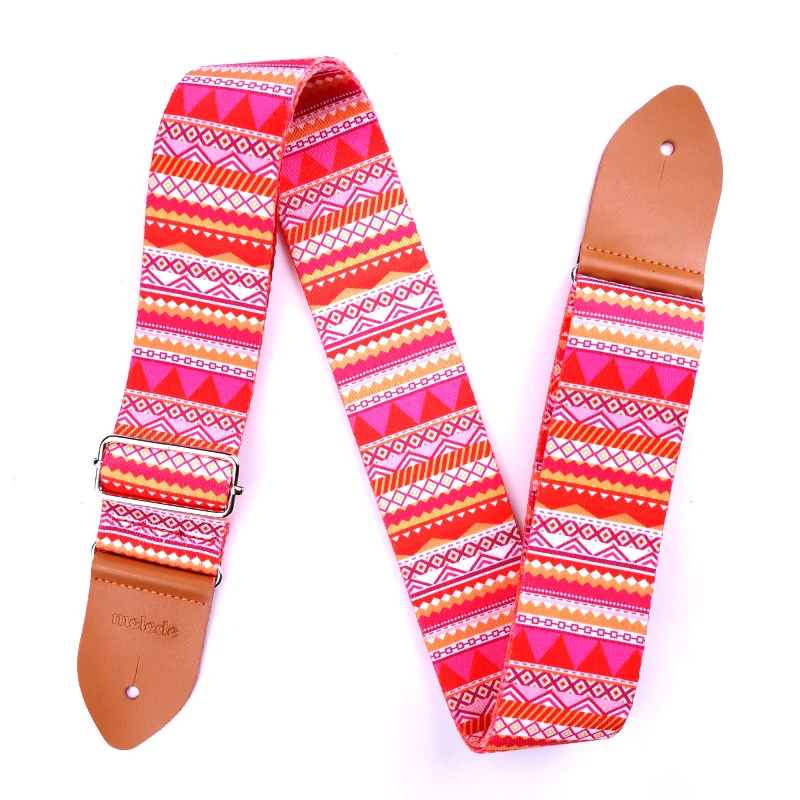 Guitar Strap Chinese Red and Orange Porcelain Adjustable Guitar Strap Unique Gift for Guitarist