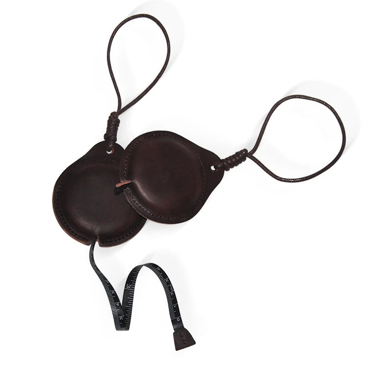 Luxurious Black Leather Tailor Measuring Logo Tape For Body ,Cloth Small Pocket Size Retractable Leather Tape Measure