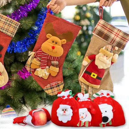 Снеговик олень кулон Рождественская елка рождественский подарок Санта Клаус Рождественское украшение носки детский подарок