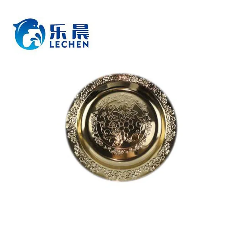 Stainless steel plate tray round grape pattern craft tray