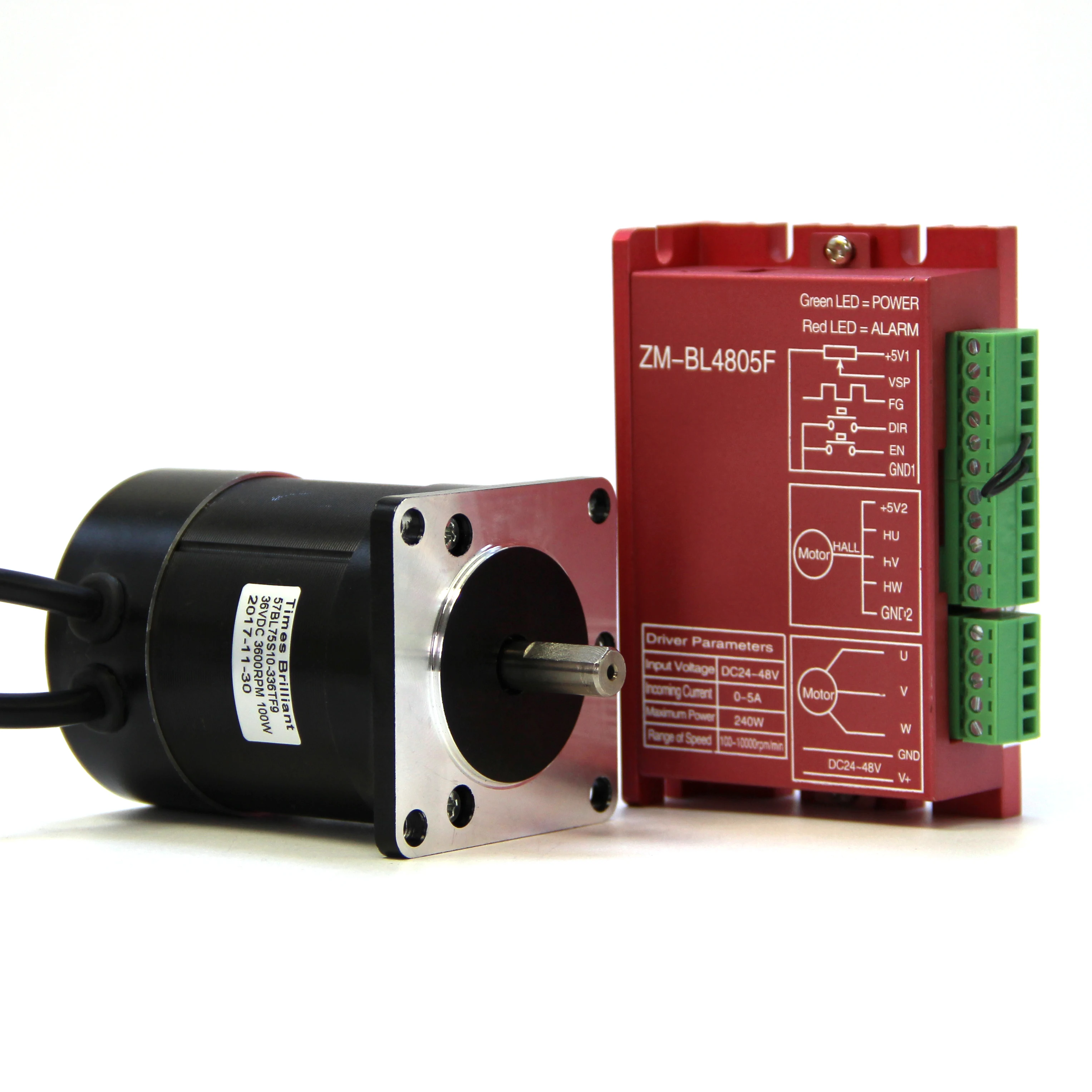 57mm brushless dc motor 36v 3600rpm high speed 100W BLDC motor with current 5A driver controller kit for drill