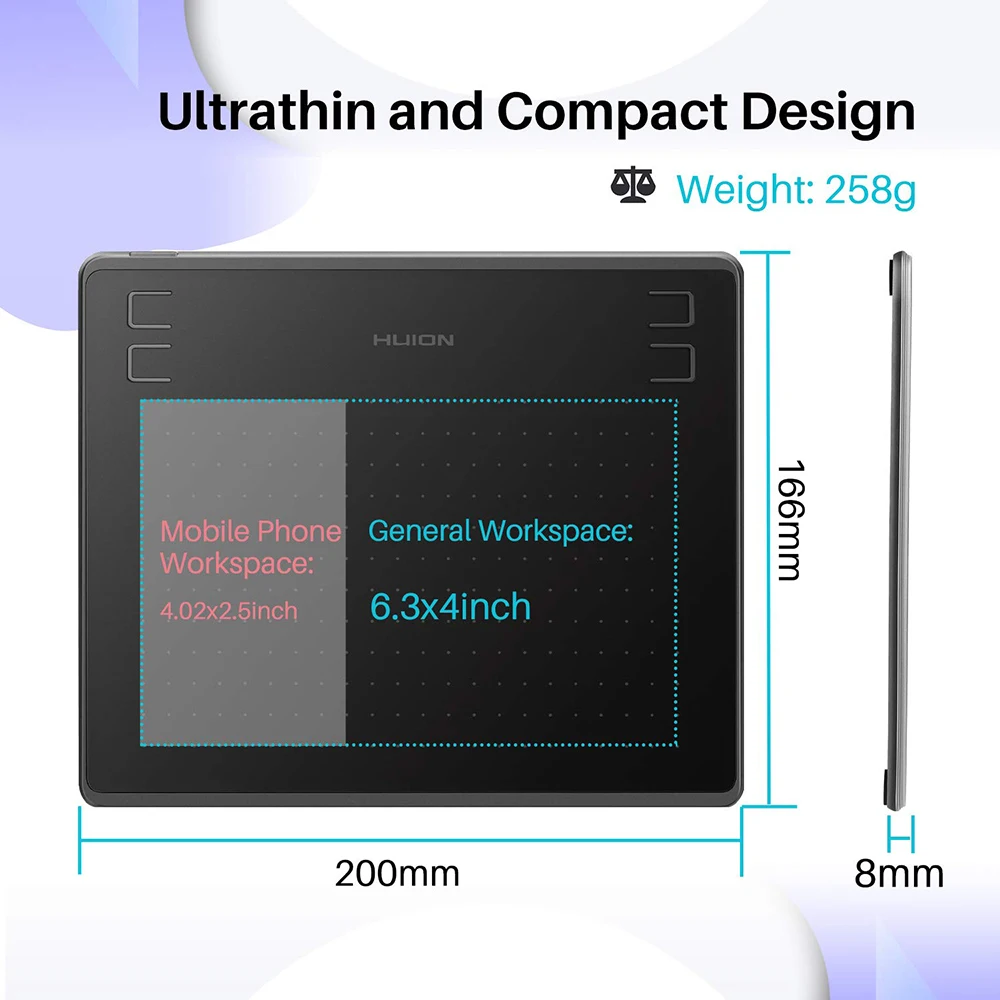 Huion HS64 приспособления мобильный телефон с поддержкой 8192 уровней давления пера стилус без аккумулятора графический планшет для