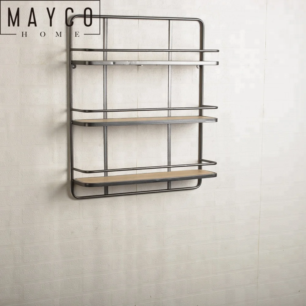 Mayco Industrial Decorative Floating Hanging Pipe 3-Tier Wall Mounted Book Shelf