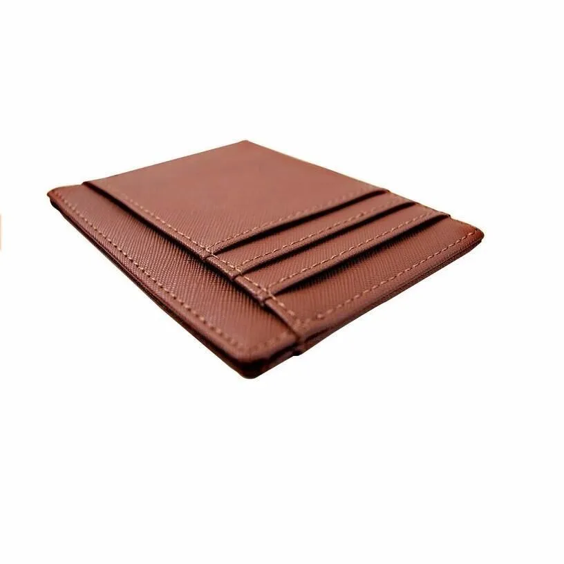 Мужской тонкий кошелек из натуральной кожи с RFID-блокировкой коричневого цвета