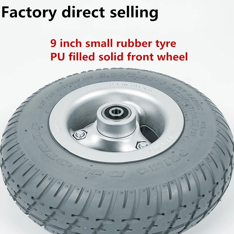 
Cheapest price best quality lightweight 9-inch small rubber tyre PU filled solid front wheel with wheelchairs 