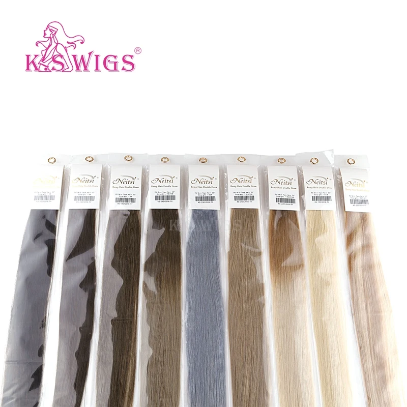 K.s парики Skin Weft пряди волос на ленте, накладные волосы, волосы 24 дюймовая ручная галстук лента для волос