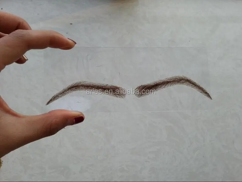 man style 1 pair false eyebrows fake eyebrow sticker 100% human hair hand made nautre looking black eyelash extension
