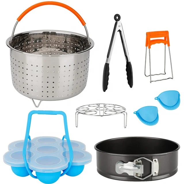 Набор аксессуаров для кастрюль мгновенного приготовления, подходит для 5,6,8Qt-с корзиной для отпаривания овощей, антипригарная сковорода Springform, полка для отпаривания яиц,