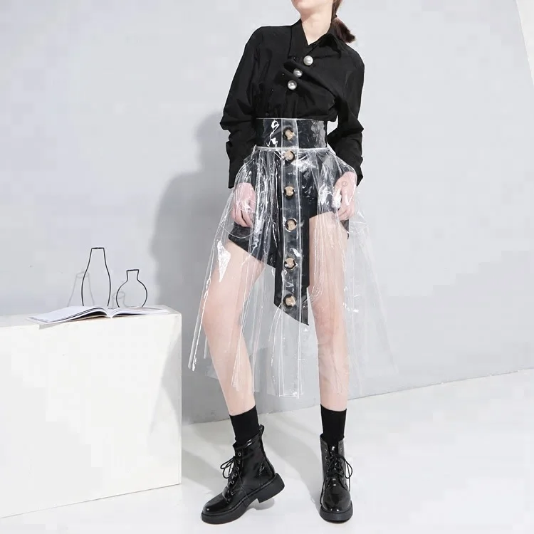 wholesale 2018 new fashion High waist plastic transparent clear pvc skirt super popular jelly skirts for women