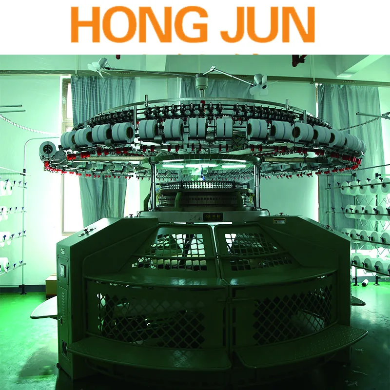 Круглая вязальная машина Hongjun с открытой шириной, одинарная трикотажная машина, оснащенная положительным питателем для пряжи Memminger
