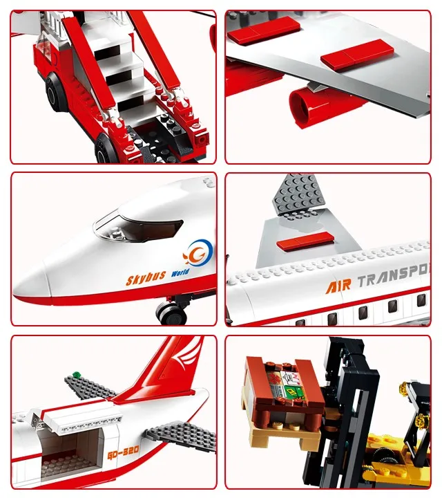 Popular ABS 856 pcs DIY plastic airport building bricks toy educational blocks