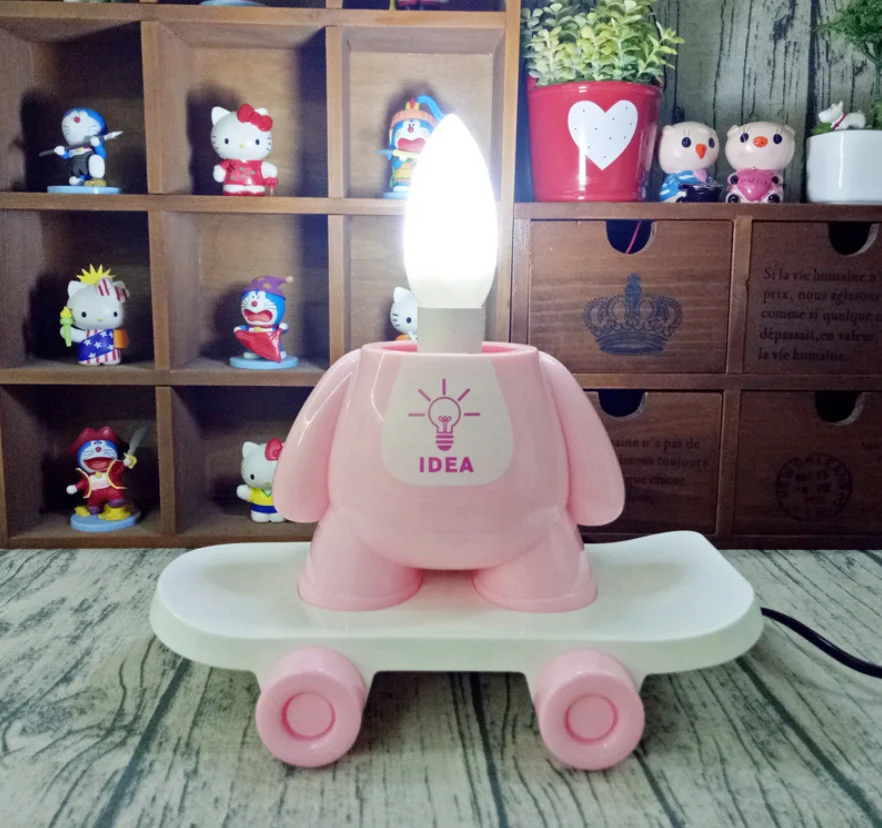 
hello kitty cat with skateboard LED night lamp for children 