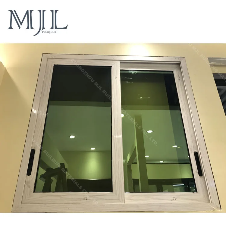 New design tempered glass double glazed wooden frame office sliding window