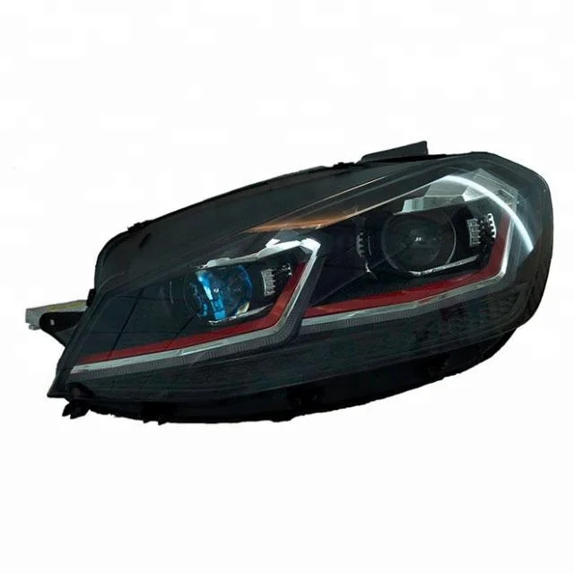 Tluuze BiLED projector lens headlight with red stripe for Golf 7.5 GTI