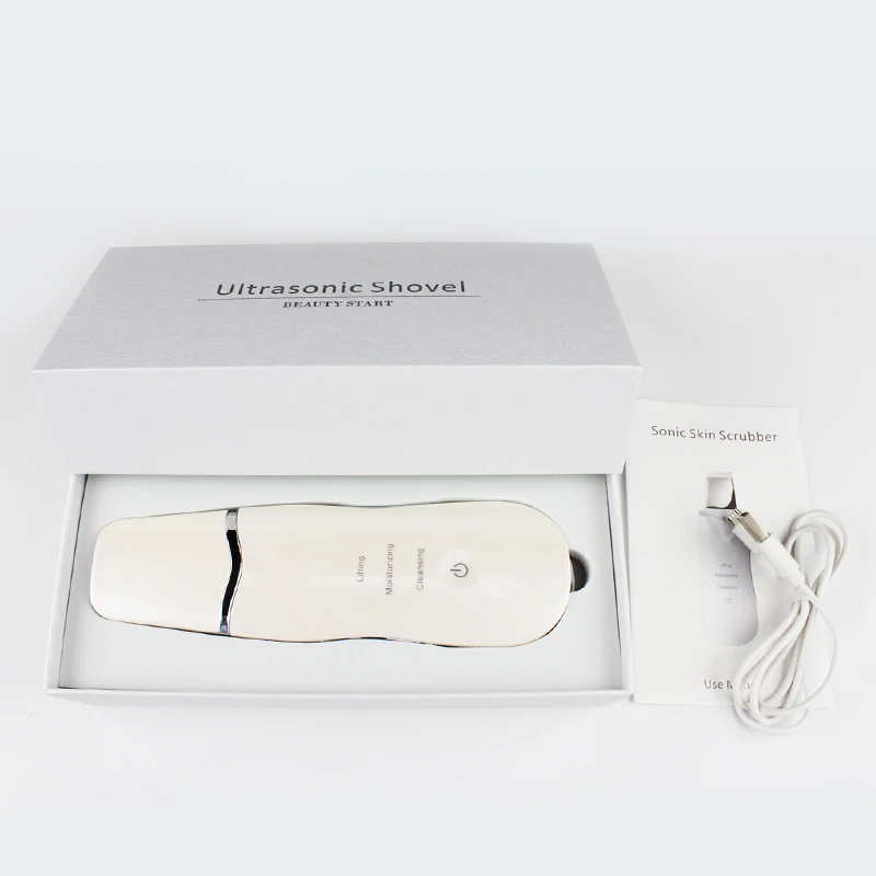 Portable facial ems blackhead acne extractor skin cleaner scrubber peeling ultrasonic spatula