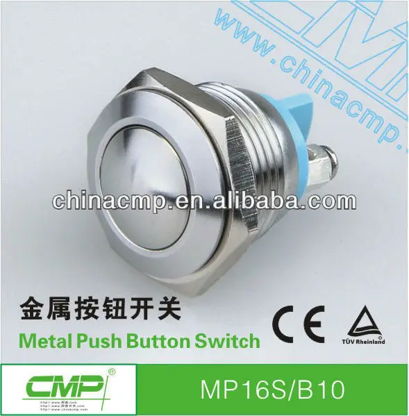 16mm waterproof metal instant push button reset button ip67 tu se