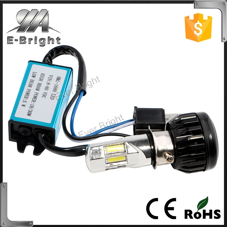 10-80V h4 led light headlight c.ree cob led motorcycle headlight 30W 3500LM H4 / P15D / BA20D motorcycle lighting