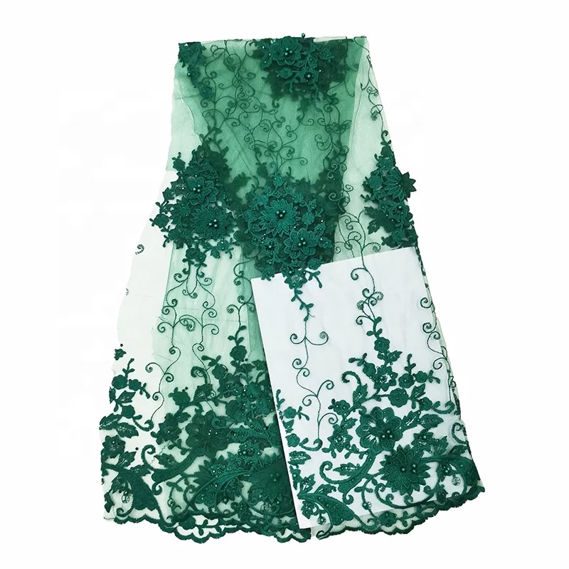 guangzhou cheap wholesale guipure african net royal blue 3d lace fabric with pearls