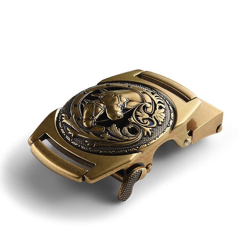 Double horse antique gold custom square metal belt buckle