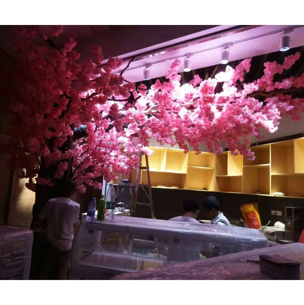 China Manufacturer High Simulation Glass Fiber Artificial Indoor Cherry Blossom Tree