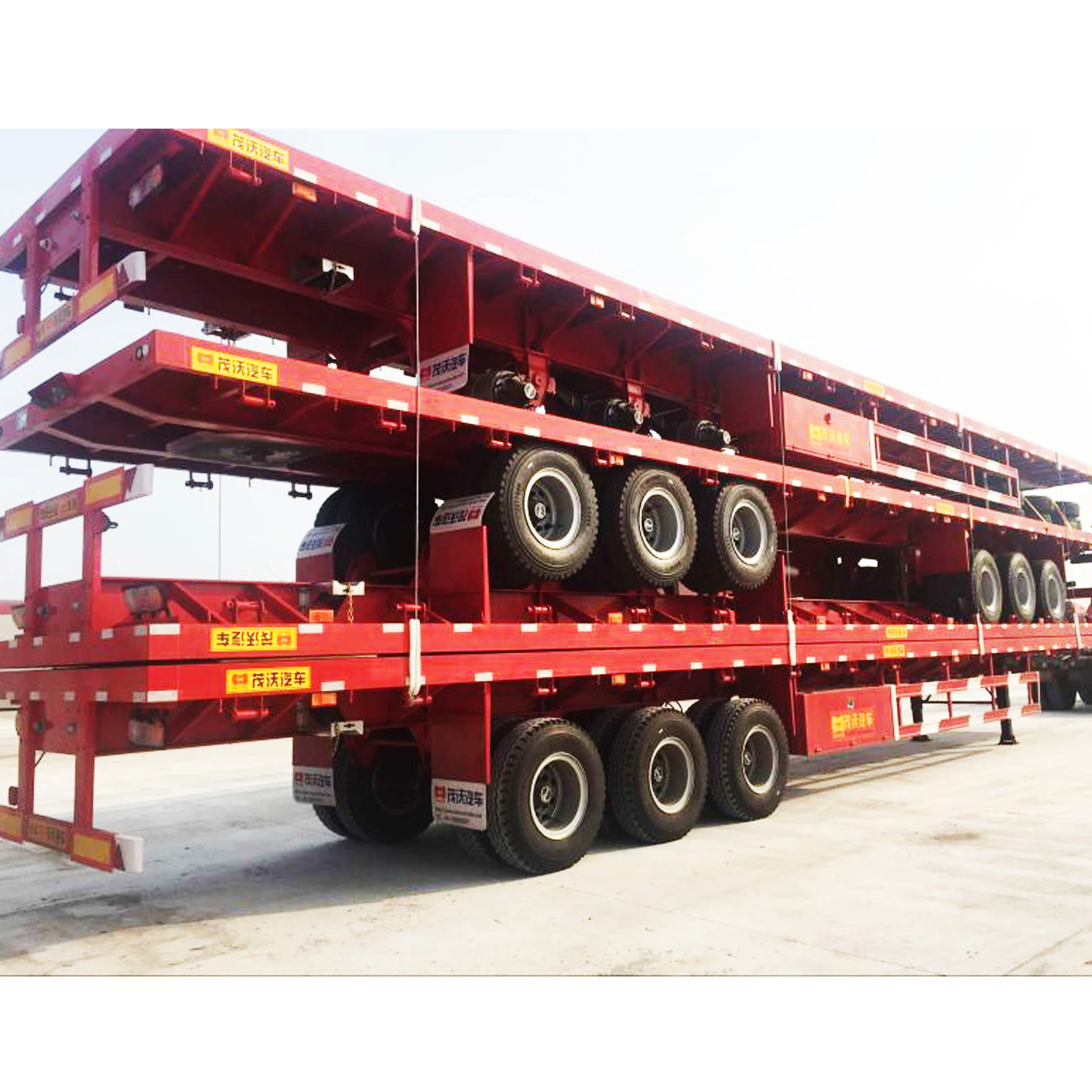 
Hot sale 40ft flatbed container car trailers carrier hydraulic trucks transport military vehicles and other travel for saler 