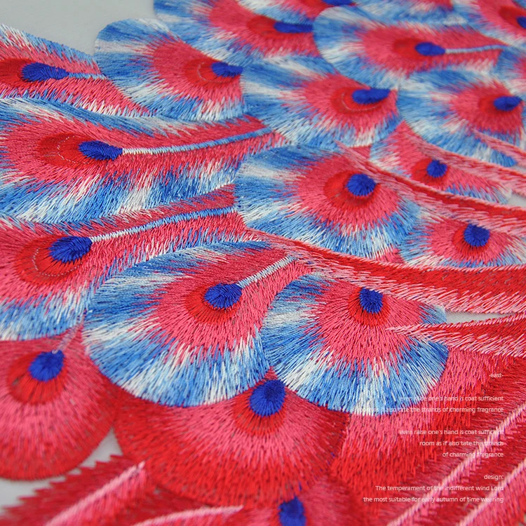 Red Green Blue Cute Peacock Embroidery Sew On Patches For Clothing Dress